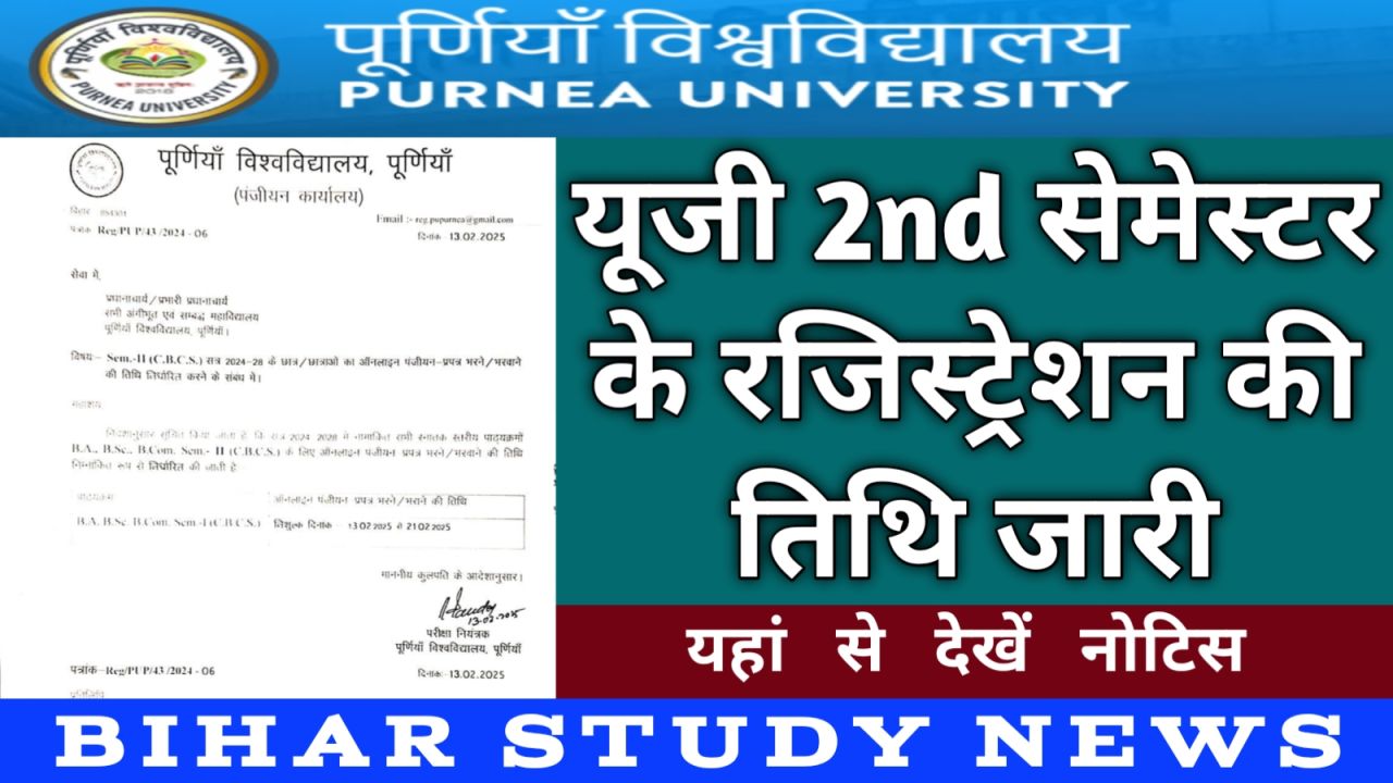 Purnea University UG 2nd Sem Registration 2025